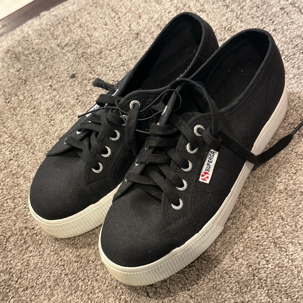 Superga black platform sneakers size 38